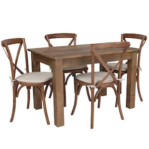 5-Piece Antique Rustic Farm Table Set