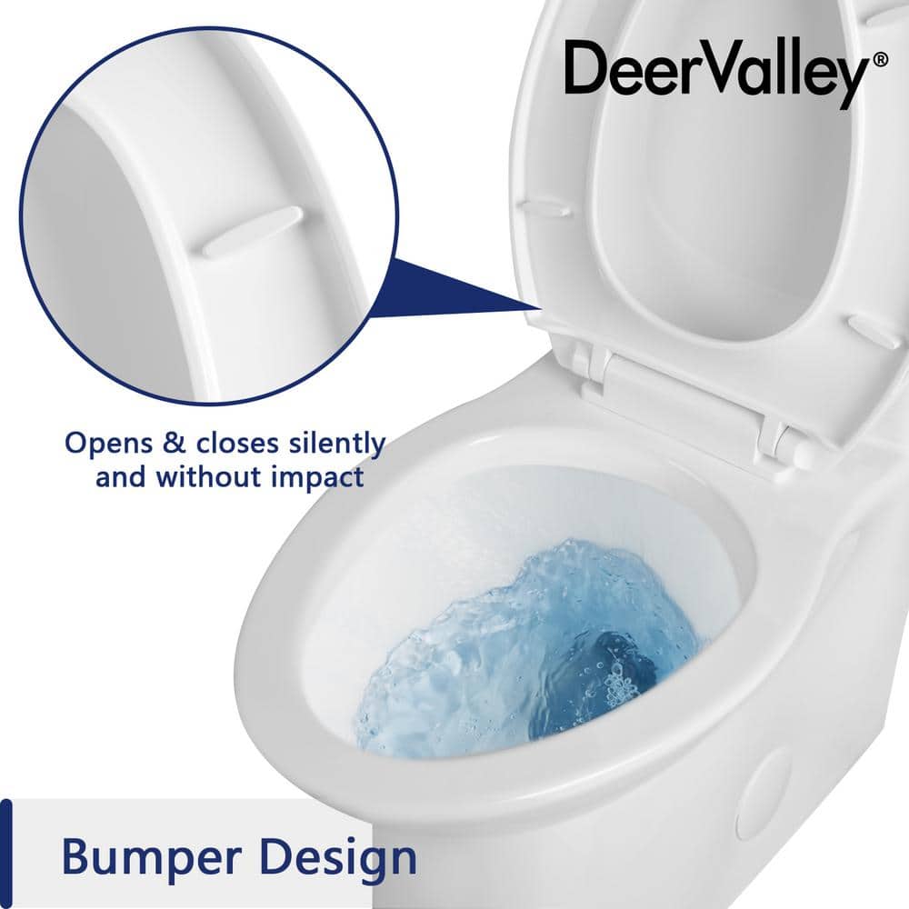 White Ceramic Dual Flush Elongated One-Piece Toilet