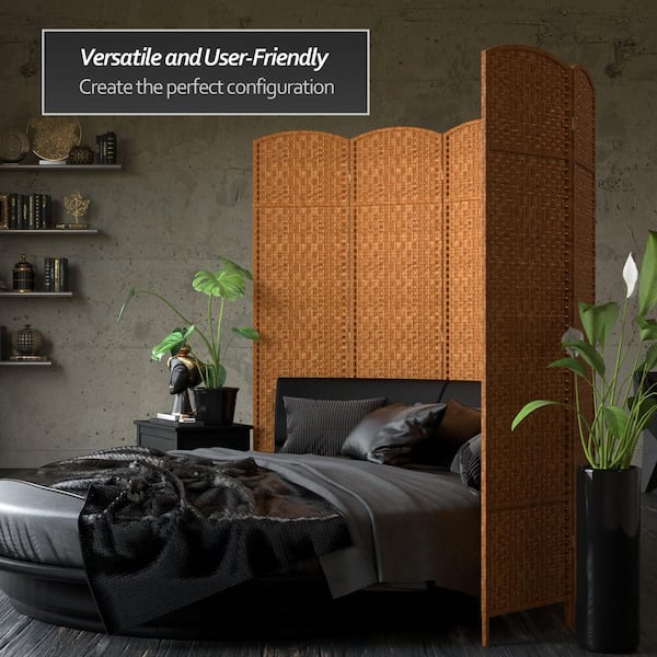 7 ft. Dark Beige 3-Panel Room Divider