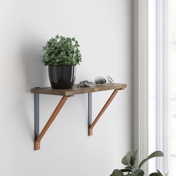 2-Pack 8.28 in. Tan and Black Decorative Shelf Bracket