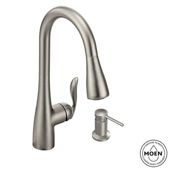 MOEN Arbor Single-Handle Pull-Down Sprayer Kitchen Faucet with Reflex and Soap/Lotion Dispenser in Spot Resist Stainless