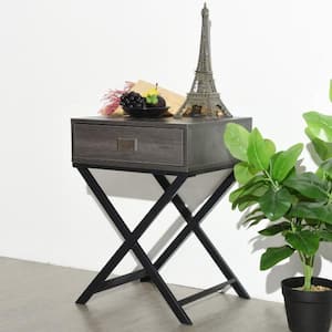 Pizarro 18.9 in. Black Rectangular MDF End Table with Drawer