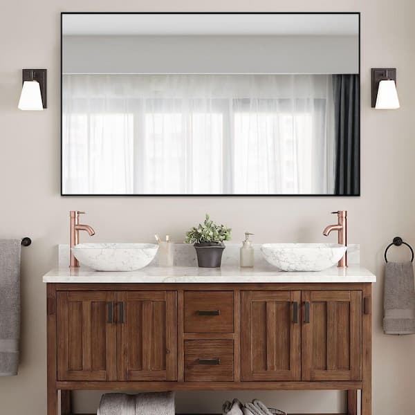Unbranded 35 in. W x 59 in. H Mondern Oversize Rectangular Framed Wall Bathroom Vanity Mirror Decor Mirror in Black