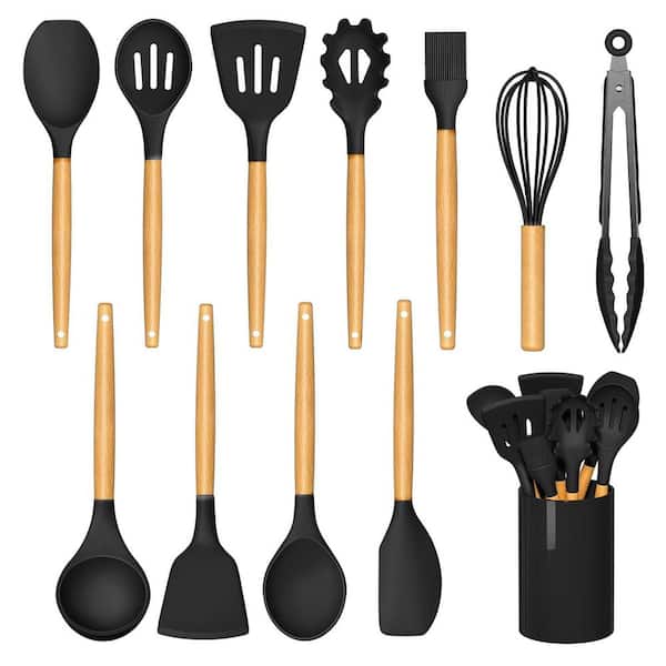 Silicone Cooking Utensils Set for Kitchen, Heat Resistant Silicone Spoons, Spatula, Turner, Baking Cookware Accessories