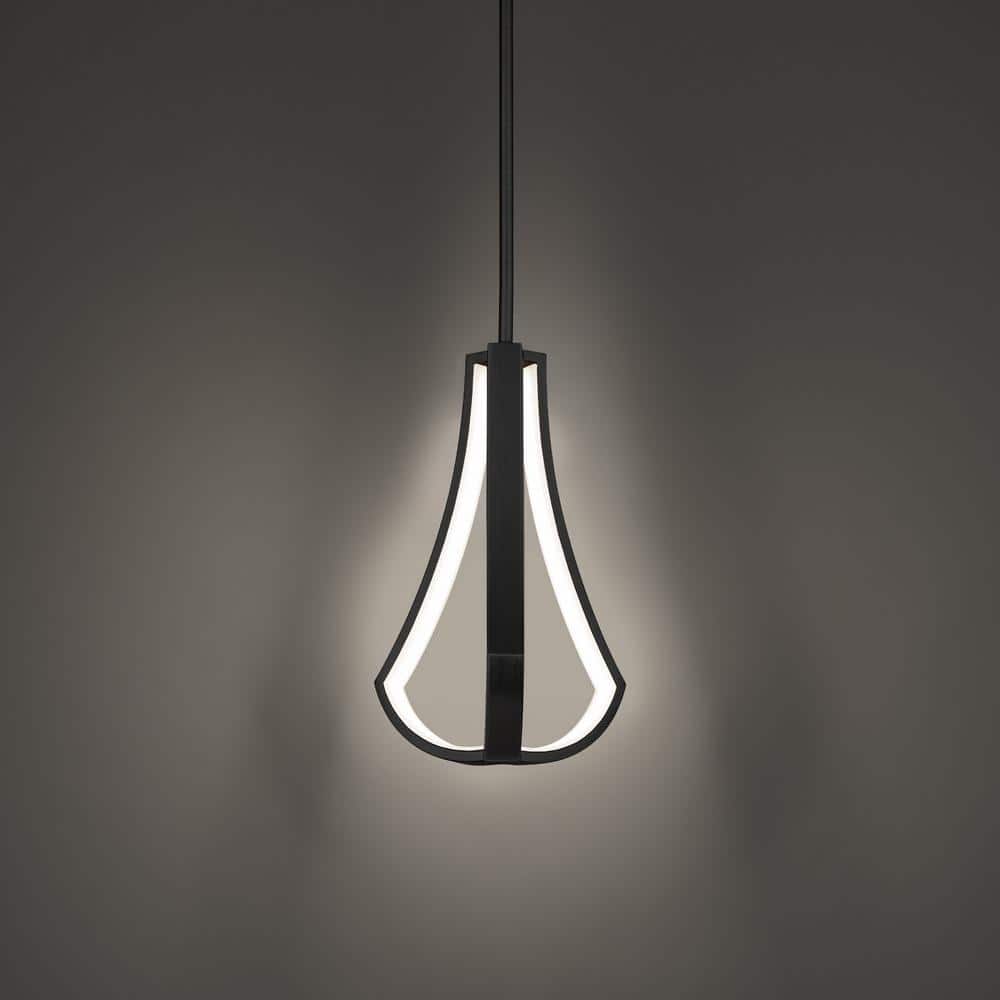 Artemis 14" Black Acrylic LED Mini Pendant with Brushed Nickel Finish