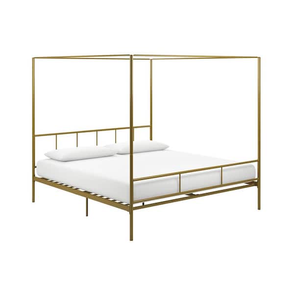 Novogratz Marion Gold King Size Canopy, Gold King Size Bed Frame