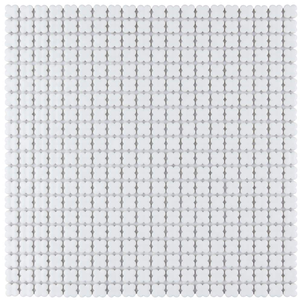 Fioretti Glossy Blanco 12 in. x 12 in. Porcelain Floor and Wall, Mosaic Tile (1.02 sq. ft./Each) price history on PriceWatchPro