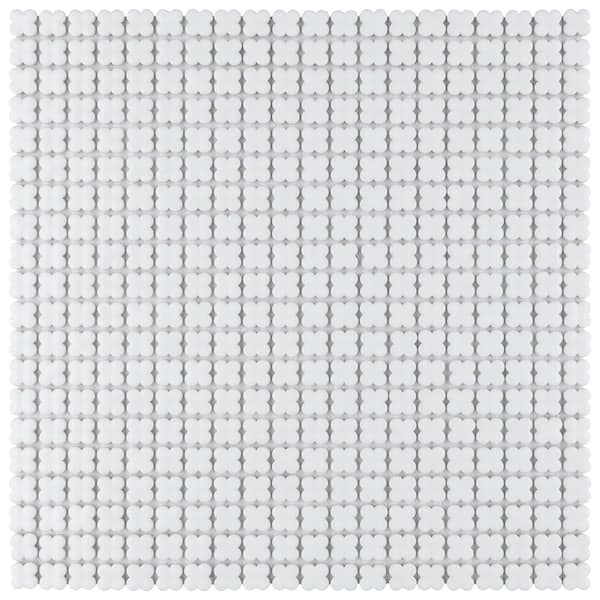 Fioretti Glossy Blanco 12 in. x 12 in. Porcelain Floor and Wall, Mosaic Tile (1.02 sq. ft./Each)