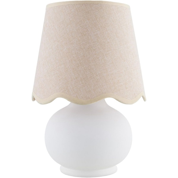 Livabliss Stella Diminuta Matte White/Pink Cottage 13.8 in. Indoor Accent Table Lamp