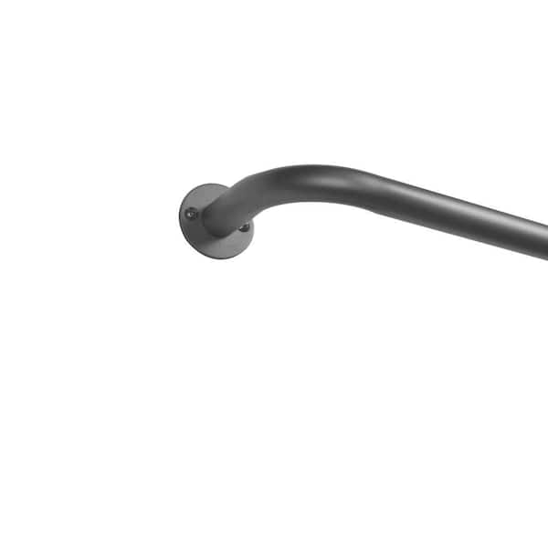 EXCLUSIVE HOME Holden 82.5 in. - 120 in. Adjustable Length Wrap Around Single Curtain Rod Kit in Gunmetal