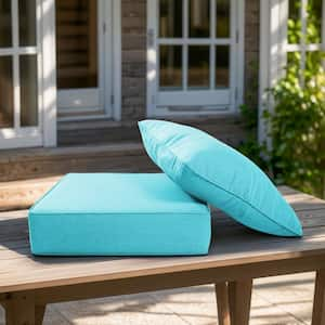 24" x 24" x 6" 2-Piece Deep Seating Water & Fade Resistant Outdoor Lounge Chair Replacement Cushion Set in Light Blue