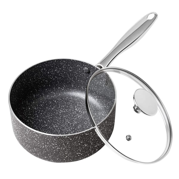 3 qt. Granite Nonstick Sauce Pan with Lid Granite Sauce Pan with Stainless Steel Handle, Saucepan Induction Compatible