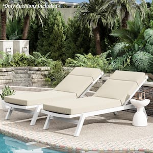 80 in. x 26 in. x 4 in. ( 2-Pack ) Outdoor Water-Resistant Replacement Chaise Lounge Seat Cushion Cream