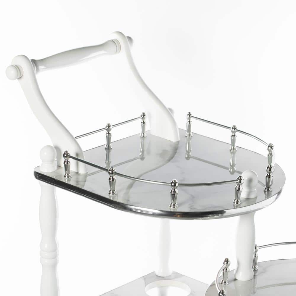 Gray Rectangular Wood Bar Cart with Wine Rack and Storage