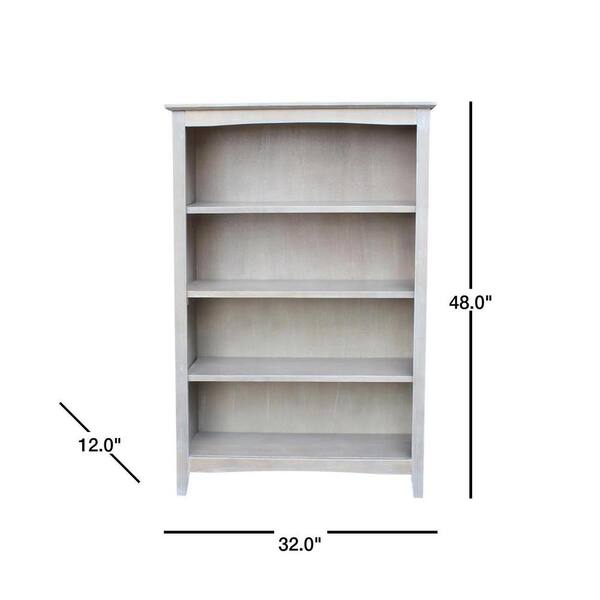 In Weathered Gray Taupe Wood, 48 Inch Bookcase Cabinet