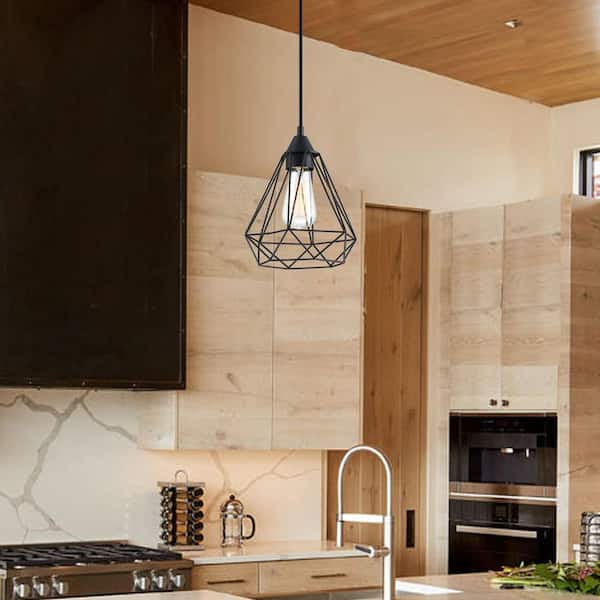 Alfa 1-Light Cage Mini Pendant Light with Matte Black Finish