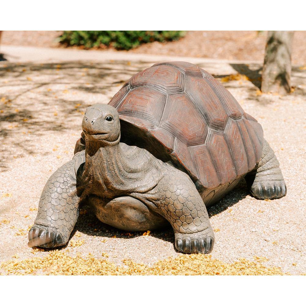 28" Brown and Black Concrete Tortoise Garden Statue