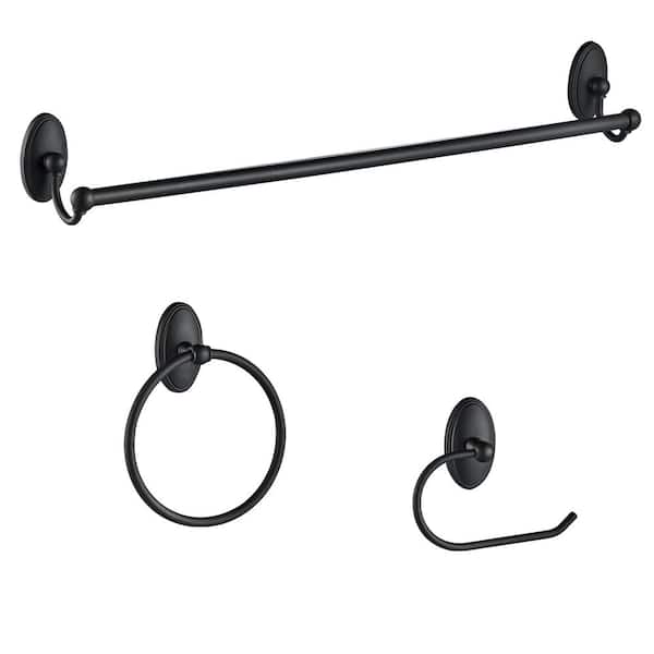 FORIOUS 3 -Piece Bath Hardware Set with Included Mounting Hardware in Matte Black