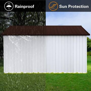 JimsMaison 12 ft. W x 10 ft. D White Coffee Metal Shed with Window (120 sq. ft.) JMSTSTG12-WCF