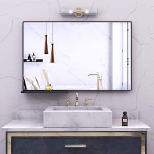 40 in. W x 30 in. H Rectangular Metal Framed Wall Bathroom Vanity Mirror in Black