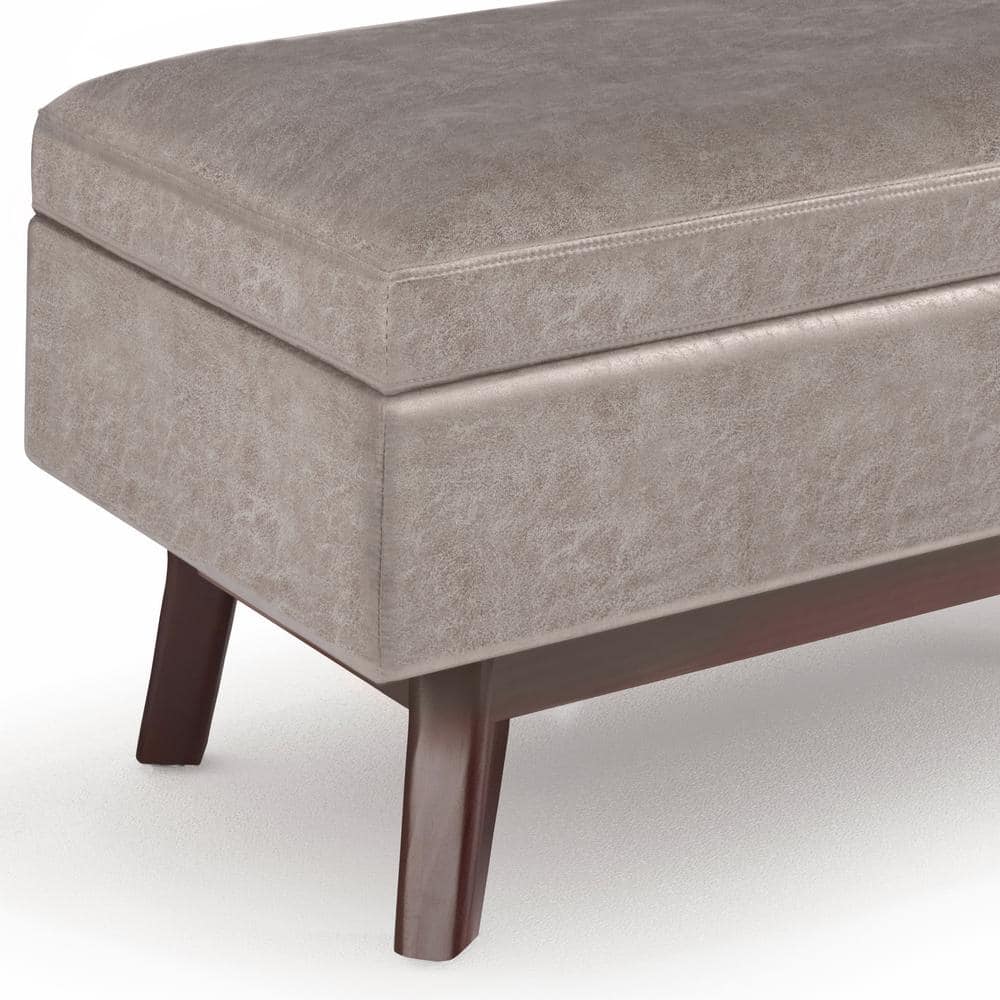 Owen 36" Gray Taupe Faux Leather Storage Ottoman