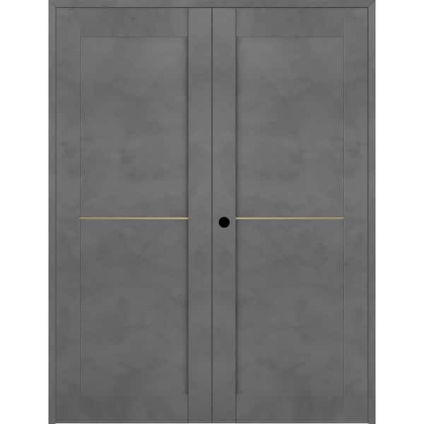 Belldinni Vona 07 1H Gold 72 in. x 80 in. Right Hand Active Dark Urban Wood Composite Double Prehung Interior Door
