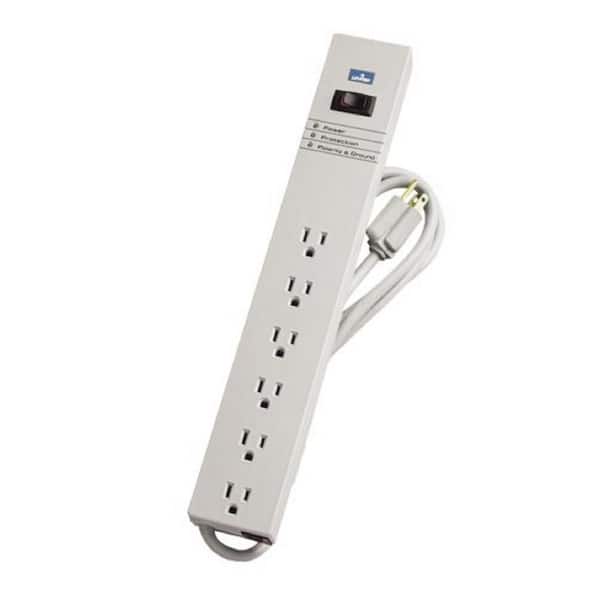 Leviton 15 Amp General Duty Surge Protected 6-Outlet Power Strip, On/Off Switch, 6 Foot Cord, Beige