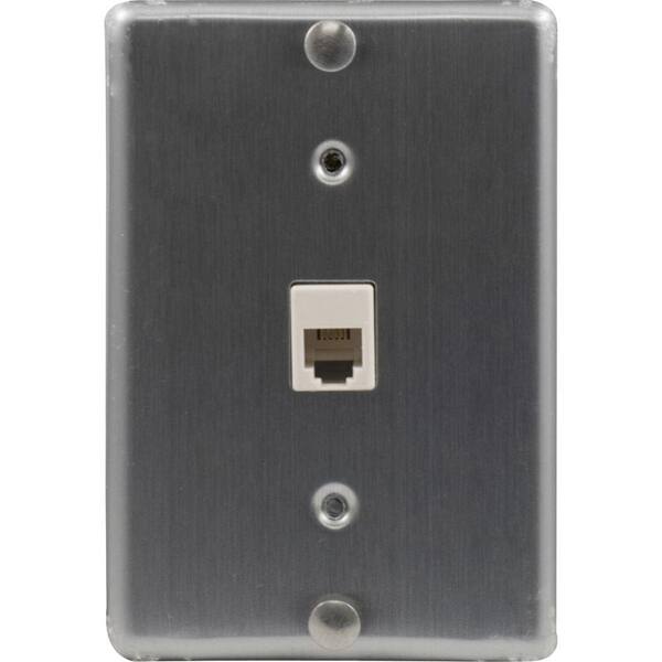 GE 1 Wall Phone Jack Mount Wall Plate, Stainless Steel