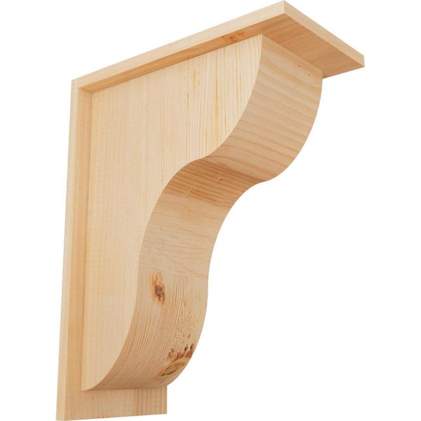 Ekena Millwork 7-1/2 in. x 14 in. x 18 in. Douglas Fir Carmel Smooth Corbel with Backplate
