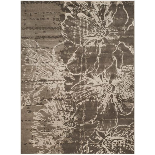 SAFAVIEH Porcello Grey/Dark Grey 8 ft. x 11 ft. Floral Abstract Area Rug