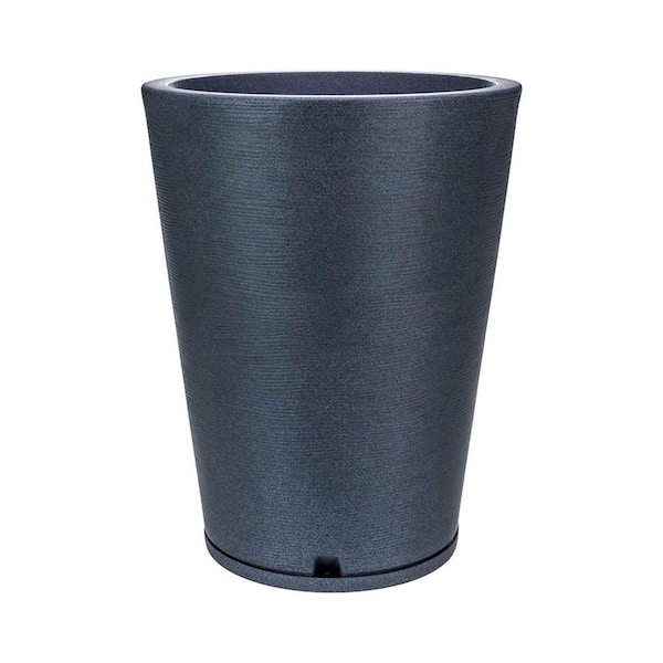 FLORIDIS Genebra Medium Dark Grey Plastic Resin Indoor and Outdoor Planter Bowl