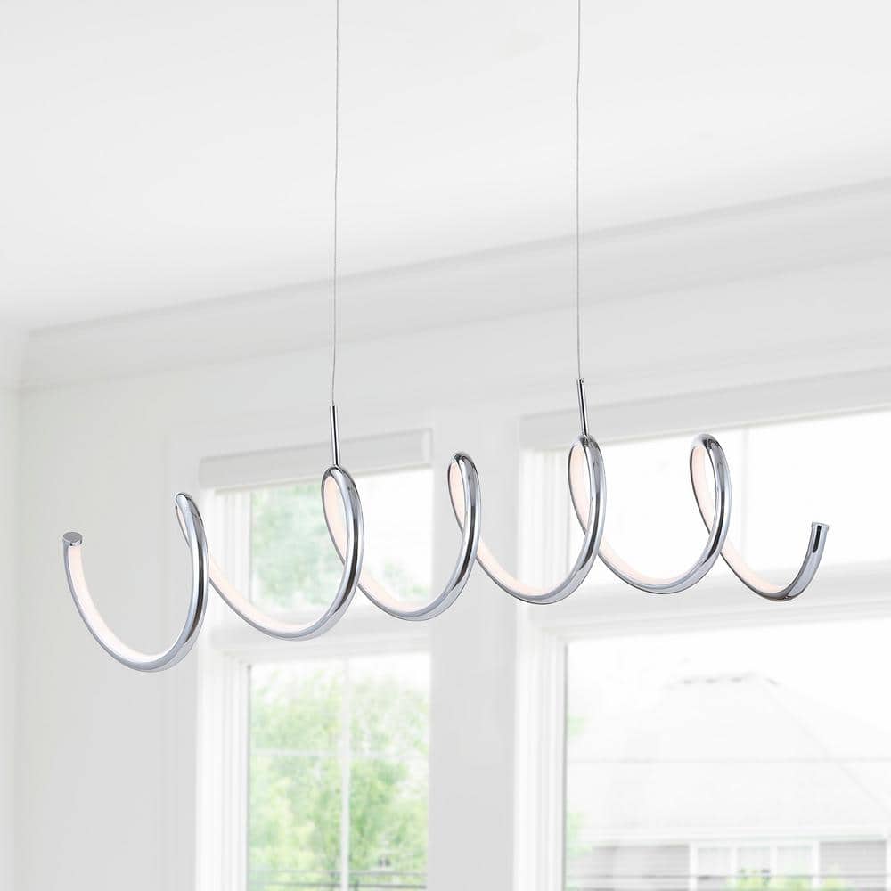 Ali 31" Chrome LED Linear Pendant Light