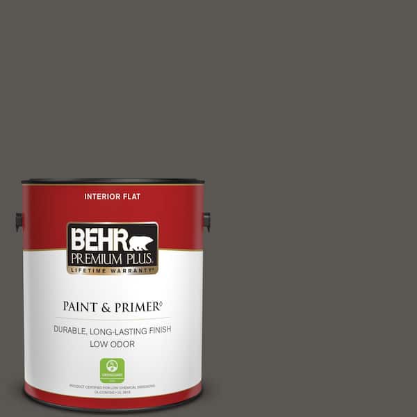 BEHR PREMIUM PLUS 1 gal. #BXC-17 Dominant Gray Flat Low Odor Interior Paint & Primer