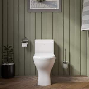 1-Piece 0.8/1.6 GPF Dual Flush Elongated Toilet in White
