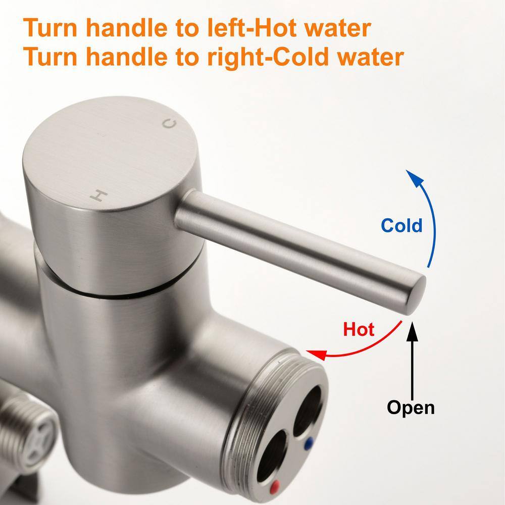 Brushed Nickel Freestanding Tub Filler with Hand Shower