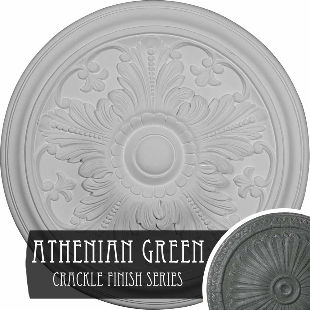 "5/8"" x 16-7/8"" x 16-7/8"" Polyurethane Vienna Ceiling Medallion, Hand-Painted Athenian Green Crackle" price history on PriceWatchPro