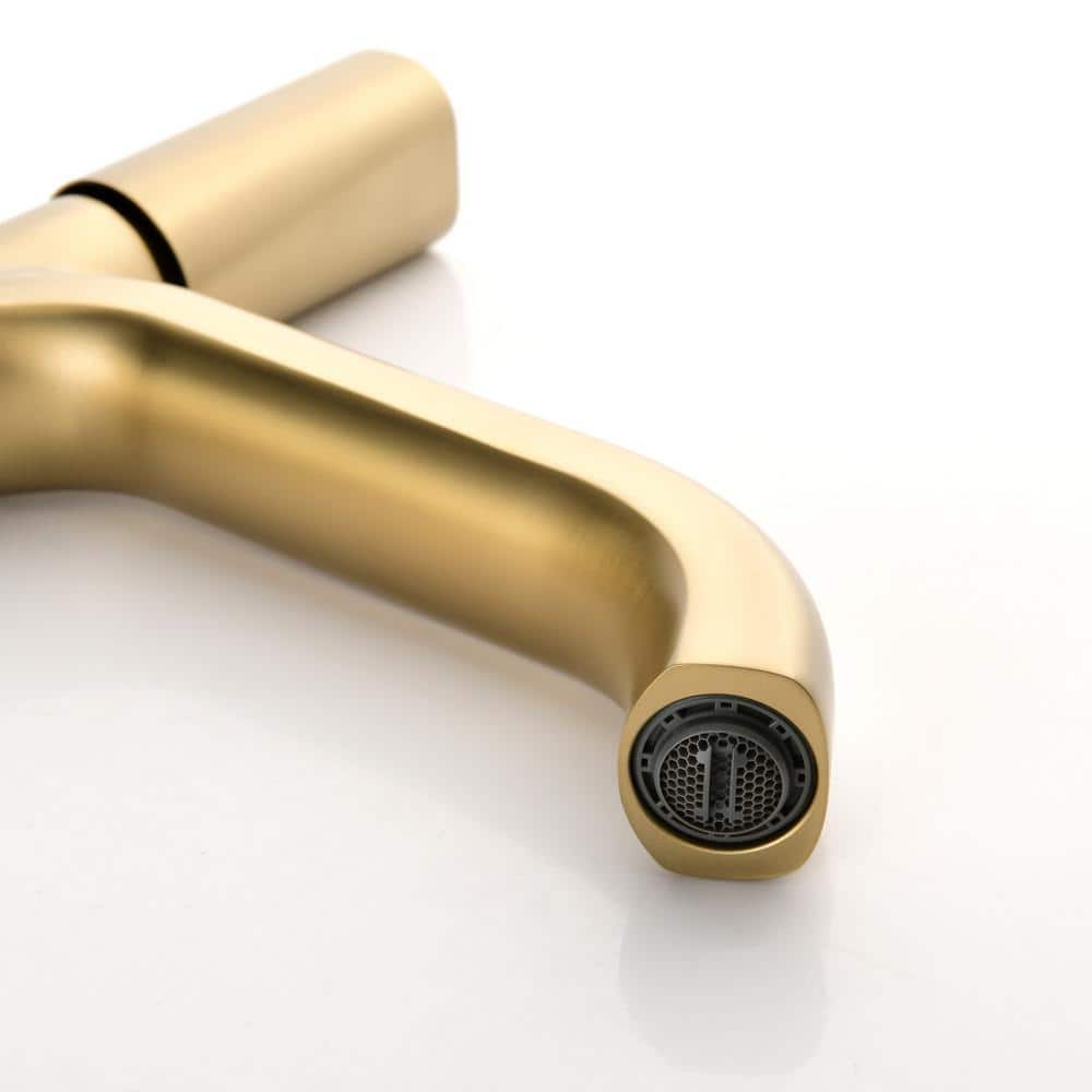 Brushed Gold Brass Single Handle Bathroom Faucet