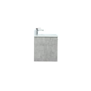30 in. W Bath Vanity in Concrete Grey with Engineered Stone Vanity Top in Ivory with White Basin with Backsplash