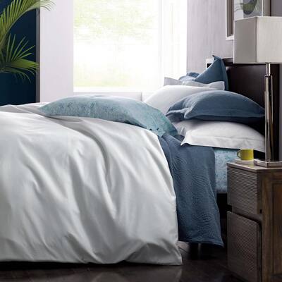 Legends Hotel Silver Solid Oversized Queen Egyptian Cotton Sateen Duvet Cover