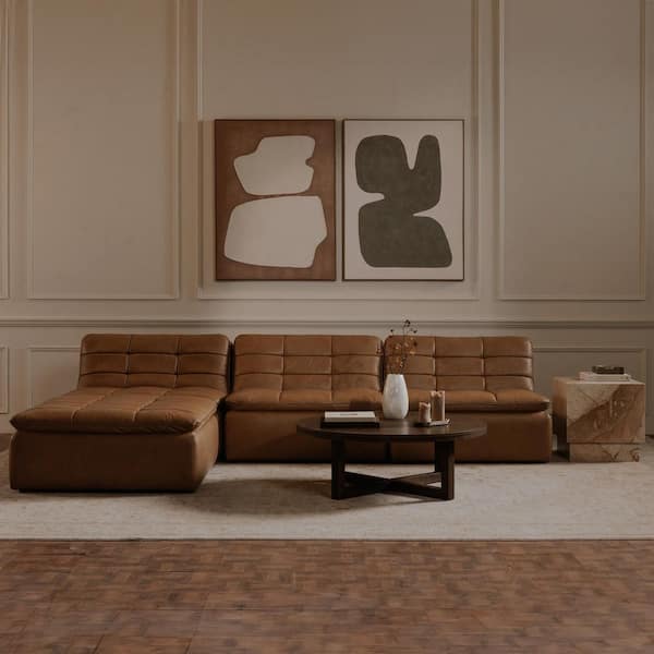 Arlisse 42 in. Dark Brown Round Solid Oak Wood Coffee Table with Dual-Layer Top and Iron Crisscross Base