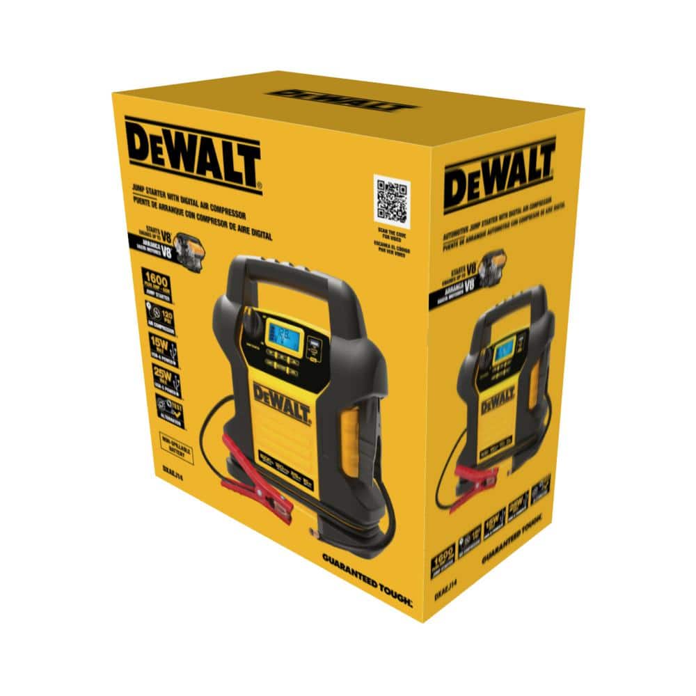 DeWalt 1600 Peak Amp Yellow and Black Jump Starter with Digital Compressor