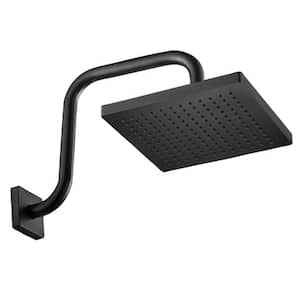 1-Spray Patterns 8 in. Single Spray Wall Mounted Square Fixed Shower Head with Square Shower Arm SET in Rubbed Bronze