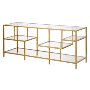 Deveraux 58 in. Brass Finish TV Stand Fits TV's up to 65 in.