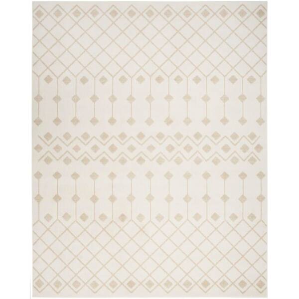 Grafix Ivory Beige 10 ft. x 14 ft. Trellis Transitional Area Rug