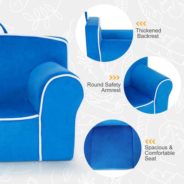 Costway Blue Velvet Fabric Kids Sofa Toddler Foam Filled Armchair Baby  Perfect Gift HV10047BL - The Home Depot