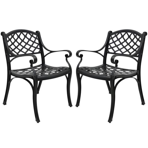 ANGELES HOME Cast Aluminum Outdoor Dining Chair Set of 2