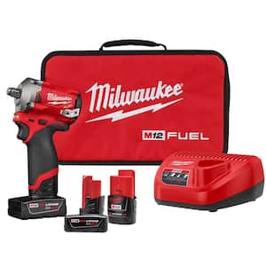 M12 FUEL 12V Lithium-Ion Brushless Cordless Stubby 1/2 in. Impact Wrench Kit With M12 4.0Ah Battery