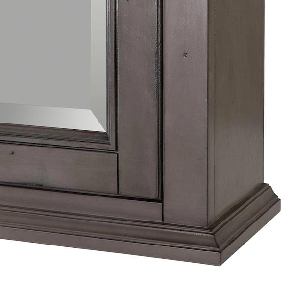CRAFT + MAIN Brantley 22-in x 28-in Surface Mount Distressed Grey Mirrored Soft Close Medicine Cabinet