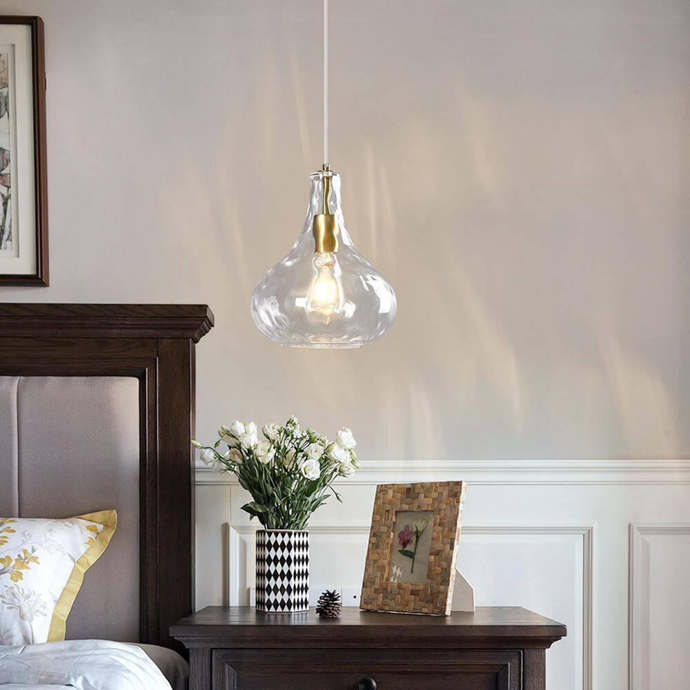 Home Lighting 60W 1Light 9. 44in Modern Clear Glass Pendant with Gold Finish Kitchen Island, Bedroom, Dining Room & More price history on PriceWatchPro