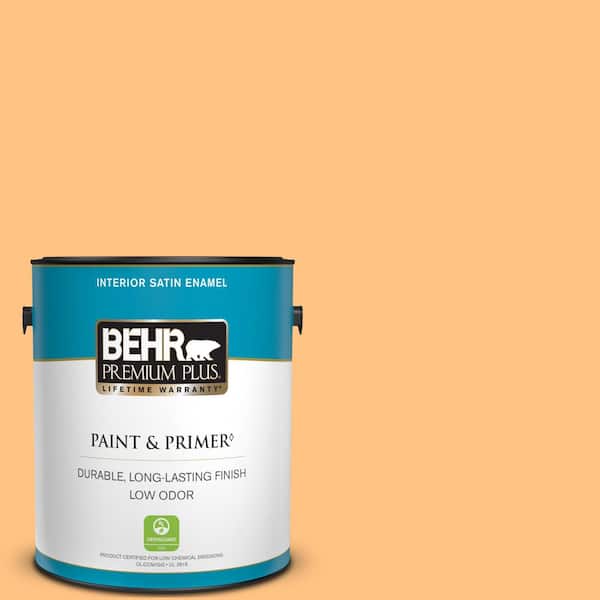 BEHR PREMIUM PLUS 1 gal. #PMD-68 Amber Sun Satin Enamel Low Odor Interior Paint & Primer